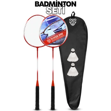 Telvesse 5'li Çantalı Set Badminton Raketi Seti 2 Raket + 2 Top + Çanta Amatör Çocuk-Genç Raket Top