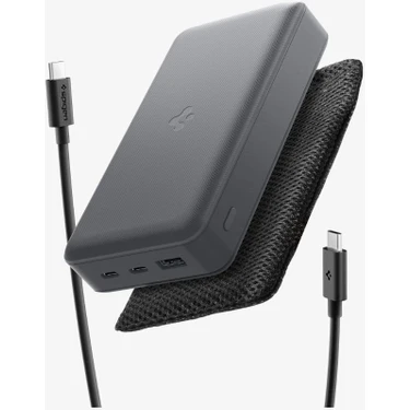 Spigen 30000 mAh 30W USB-C + USB-A Giriş / Çıkış Hızlı Şarj 3 Portlu Powerbank / 1 Metre Type-C