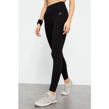 Tommy Life Siyah Yüksek Bel Toparlayıcı Slim Fit Dar Paça Kadın Tayt -