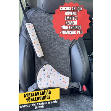Çocuklar Için Emniyet Kemeri Ayar Seti | Yumuşak Omuz Pedi + Ayarlı Kemer