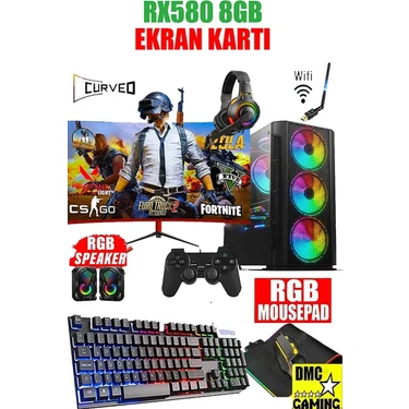 Dmc N98X (PUBG,GTA 5) İntel  i7 3770,16GB RAM,256GB SSD,500GB HDD,8GB RX580,24''100HZ Oyuncu