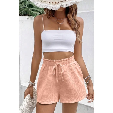 Ghassy Co. Kadın  Cotton Müslin Tatil Ev Içi/dışı Kullanım Cepsiz Beli Bağcıklı