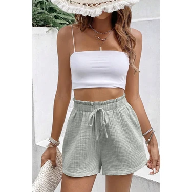 Ghassy Co. Kadın  Cotton Müslin Tatil Ev Içi/dışı Kullanım Cepsiz Beli Bağcıklı