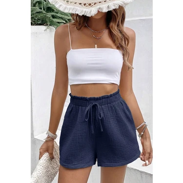 Ghassy Co. Kadın  Cotton Müslin Tatil Ev Içi/dışı Kullanım Cepsiz Beli Bağcıklı
