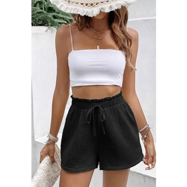 Ghassy Co. Kadın  Cotton Müslin Tatil Ev Içi/dışı Kullanım Cepsiz Beli Bağcıklı
