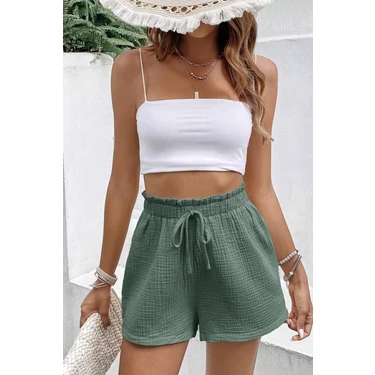 Ghassy Co. Kadın  Cotton Müslin Tatil Ev Içi/dışı Kullanım Cepsiz Beli Bağcıklı