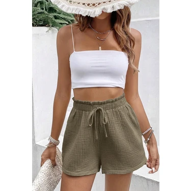 Ghassy Co. Kadın  Cotton Müslin Tatil Ev Içi/dışı Kullanım Cepsiz Beli Bağcıklı