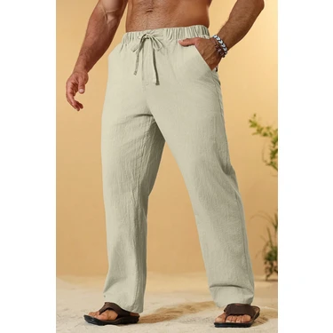 Ghassy Co. Erkek  Cotton Muslin Keten Karışım Rahat Ultra Hafif Ev Içi/dışı Keten