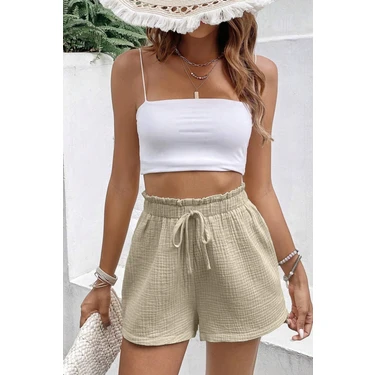 Ghassy Co. Kadın  Cotton Müslin Tatil Ev Içi/dışı Kullanım Cepsiz Beli Bağcıklı