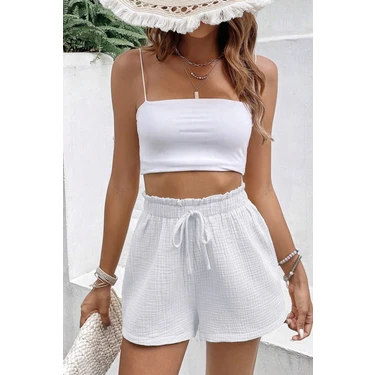 Ghassy Co. Kadın  Cotton Müslin Tatil Ev Içi/dışı Kullanım Cepsiz Beli Bağcıklı