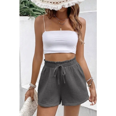 Ghassy Co. Kadın  Cotton Müslin Tatil Ev Içi/dışı Kullanım Cepsiz Beli Bağcıklı