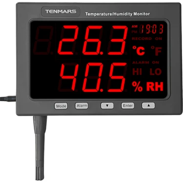 Tenmars TM-185D Işıklı Göstergeli Sıcaklık Nem Ölçer | Kayıt