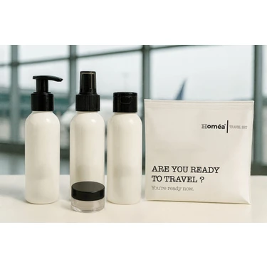 Royal Gross Plastik Seyahat Boy 100ML Beyaz Şişe ve Kavanoz 4’lü Set – Çantalı Seyahat