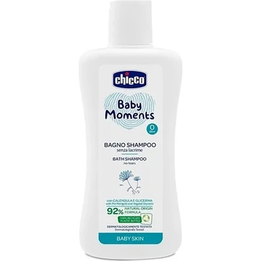 Chicco Baby Moments 200 ml Doğal Saç ve Vücut Şampuan Göz Yakmayan Formül ile Hassas Ciltler