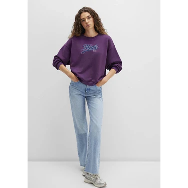 Mavi Mavi Logo Baskılı Mor Sweatshirt