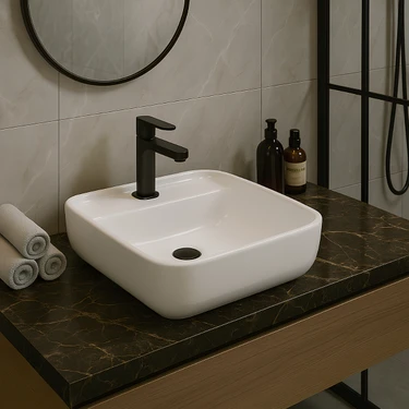 Turavit Porto Çanak Lavabo Batarya Delikli 40x40 cm PRT0711