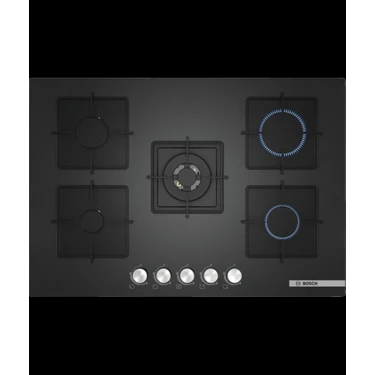 Bosch 5 PNQ7B9O12O Gözlü Gazlı Ankastre Cam Ocak Antrasit 75 cm Kolay Temizlik ve Güvenli Gaz