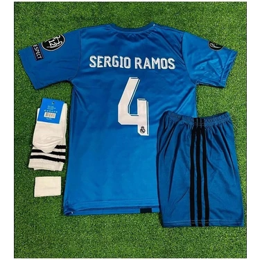 R.e.a.l.m.a.d.r.i.d. 2017/18 Sergio Ramos Turkuaz Çocuk Forması 4'lü