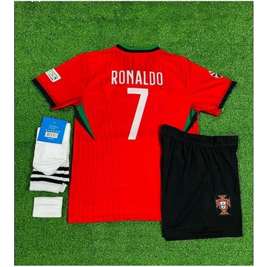 Portekiz Ronaldo Kırmızı Yeni Sezon Çocuk Iç Saha Forması 4