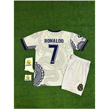 Real Madrid Cristiano Ronaldo Beyaz Dragon Desenli Çocuk Forması 4'lü Set