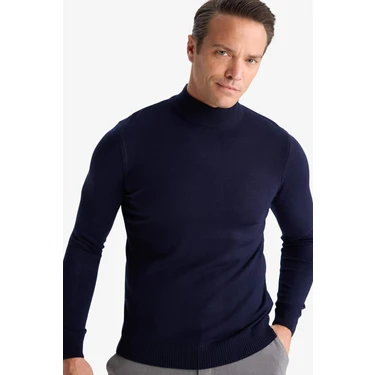 DeFacto Slim Fit Dar Kesim Balıkçı Yaka Basic Düz Triko Kazak