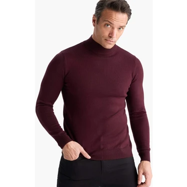 DeFacto Slim Fit Dar Kesim Balıkçı Yaka Basic Düz Triko Kazak