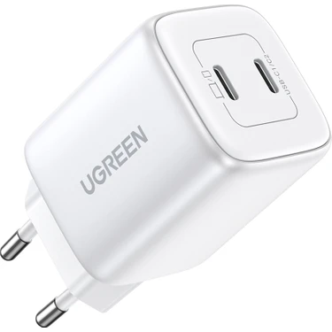 UGREEN Nexode 45W GaN Hızlı Şarj Cihazı QC PD 2xUSB-C, Beyaz -