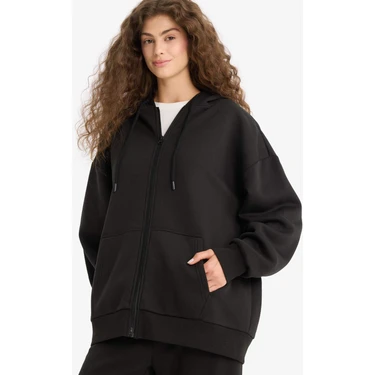 DeFacto Oversize Geniş Kalıp Kapüşonlu Fermuarlı Sweatshirt