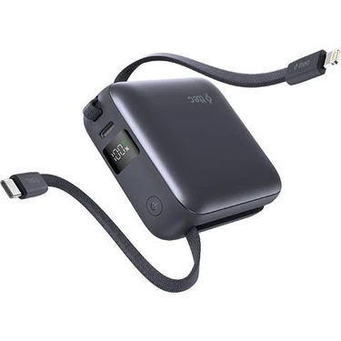 Ttec Recharger Mini LCD 10.000MAH Pd 20W Usb-C ve Lightning Dahili Kablolu Taşınabilir Hızlı