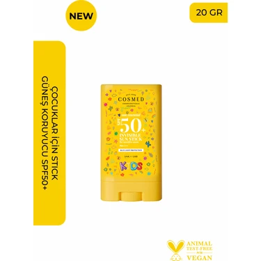 Cosmed Kids SPF50+ Çocuk Güneş Koruyucu Stick 20 G / Sun Essential Invisible Sun