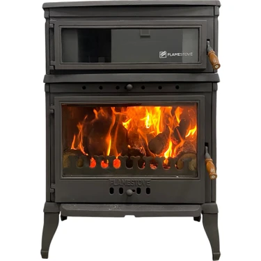 Flame Stove Fs-045    Retrolüx Dik Kuzineli 3 Camlı Şömine