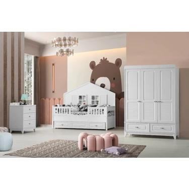 Cozibo Aymini Boss Bebek Odası Takımı Beyaz MDF ve Suntalam Malzemeden Modern Tasarımlı Geniş