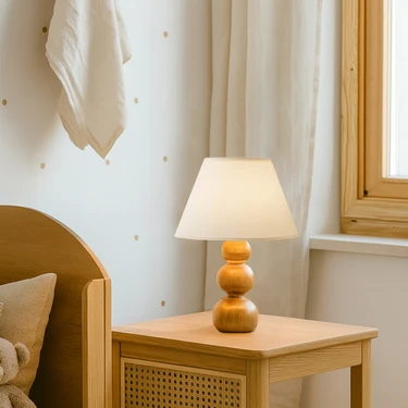 Homing Elmore Ahşap Abajur El Yapımı 242109 Ev Ofis Kullanımı İçin Modern