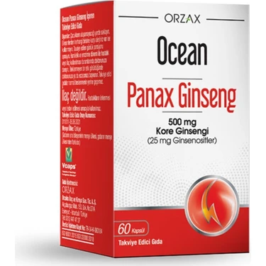 Ocean Panax Ginseng 500 Mg 60 Kapsül Enerji Desteği Sağlayan Kore