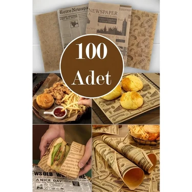 Tasarım Evi 100 Adet Kendinden Desenli Yağlı Kağıt | Vintage Gazete Desen Sunum Kağıdı | Karışık