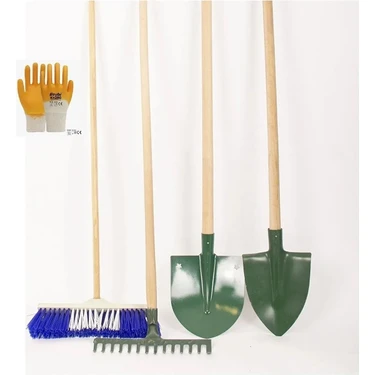 Bahçe Küreği, Bel Küreği, Tırmık, Çalı Fırça ve Eldiven Set 9