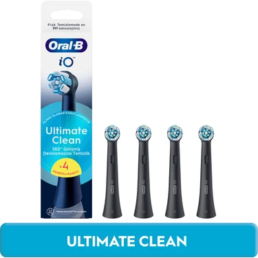 Oral-B iO Siyah Ultimate Clean Diş Fırçası Yedek Başlığı 4 Orta Sertlik Özelliği ile