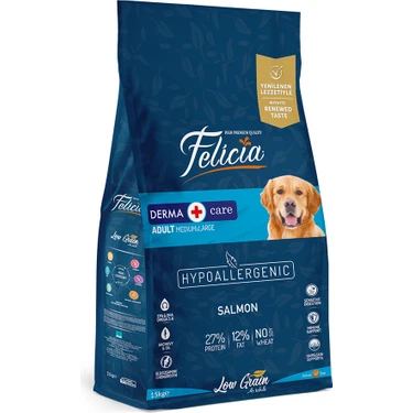 Felicia 15 Kg Yetişkin Somonlu M/Large Hipoalerjenik Mama, Az Tahıllı ve Kolajen Destekli