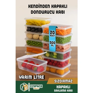 20 Adet Kendinden Kapaklı Mikrodalga Difriz Derin Dondurucu Buzluk Düzenleyici Saklama