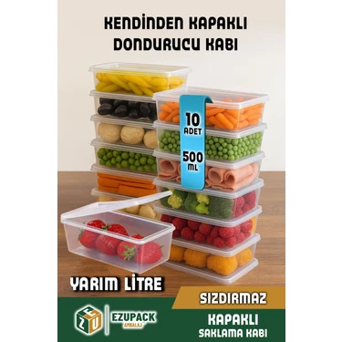 10 Adet Kendinden Kapaklı Mikrodalga Difriz Derin Dondurucu Buzluk Düzenleyici Saklama