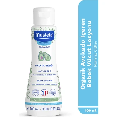 Mustela Bebek Vücut Losyonu 100 ml Hassas Ciltler için Organik Avokadolu Parabensiz Bitkisel