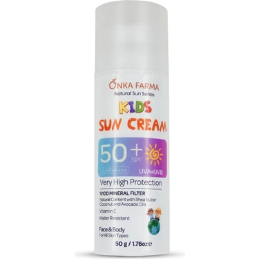 Onka Farma Doğal Çocuk Güneş Kremi 50+ Spf Faktör - 2 Yaş Üzeri Kullanım - Dermotolojik Testli - 50
