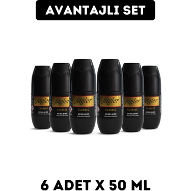 Jagler Roll-on Classic Erkek Deodorant Pudrasız Anti Alerjik 6'lı Paket 50 ml Kalıcı FerahlıkJagler