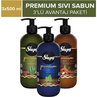 Sleepy Premium Sıvı Sabun 3’lü Avantaj Paketi 3x500 ml Beyaz Renkli Doğal İçerikli