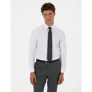 Pierre Cardin Erkek Beyaz Slim Fit Uzun Kollu Basic Gömlek
