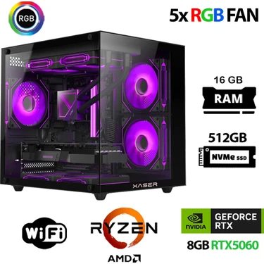 Xaser Eco X270 Ryzen 5 5600 16GB Ram 512GB M.2 Nvme SSD 8gb RTX5060 Oyuncu Tavsiye