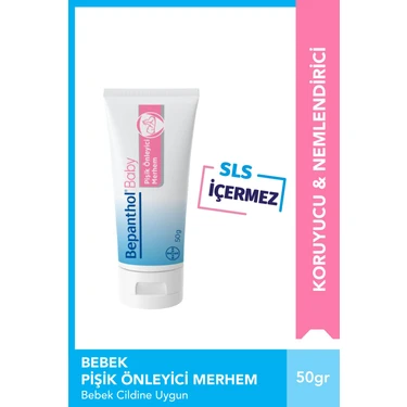 Bepanthol Baby Pişik Önleyici Krem 50 gr Hassas Ciltlere SLS Parfüm Paraben İçermeyen Nefes Alan