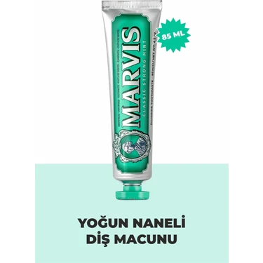 Marvis Classic Strong Mint Diş Macunu 85 ml - Yoğun Nane Aromasıyla Uzun Süreli
