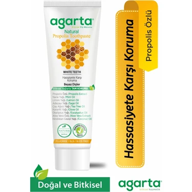 Agarta Doğal Propolisli Diş Macunu 100 ml Hassasiyet ve Çürüğe Karşı Tartar Önleyici