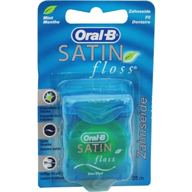 Oral-B Satin Floss Diş İpi 25 m Saten Dokulu Rahat Kavrama Özellikli Ferah Nane